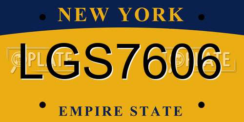 LGS7606 New York License Plate