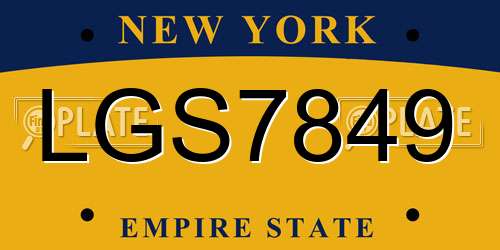 LGS7849 New York License Plate