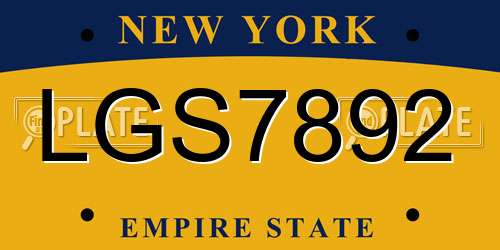 LGS7892 New York License Plate
