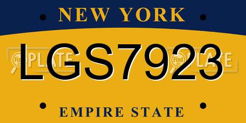 LGS7923 New York License Plate