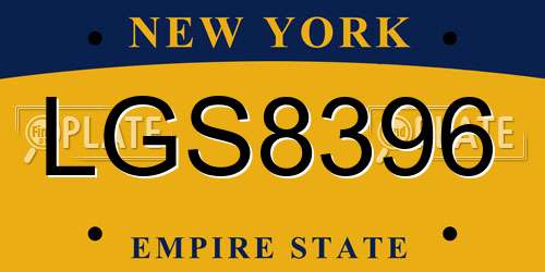 LGS8396 New York License Plate