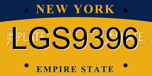LGS9396 New York License Plate