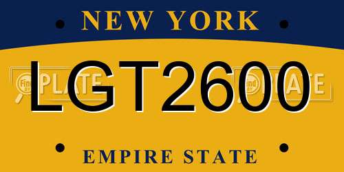 LGT2600 New York License Plate