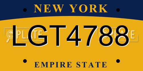 LGT4788 New York License Plate