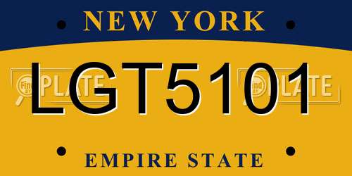 LGT5101 New York License Plate