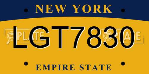 LGT7830 New York License Plate