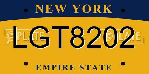 LGT8202 New York License Plate