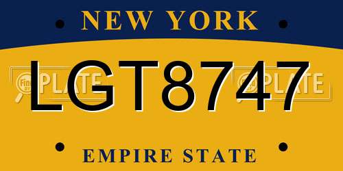 LGT8747 New York License Plate