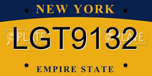 LGT9132 New York License Plate