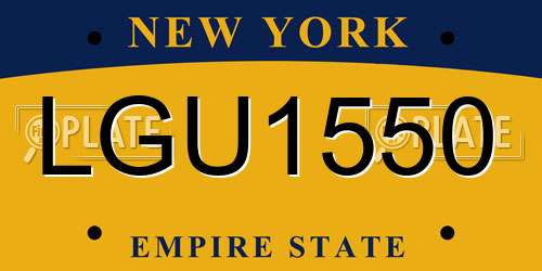 LGU1550 New York License Plate