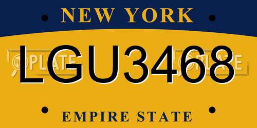 LGU3468 New York License Plate