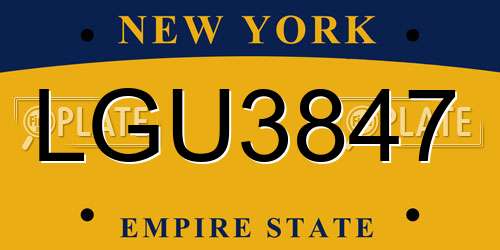 LGU3847 New York License Plate