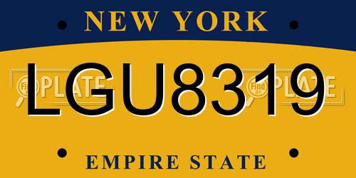 LGU8319 New York License Plate
