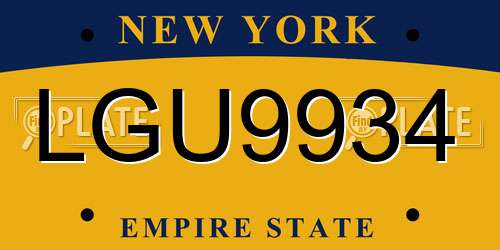 LGU9934 New York License Plate