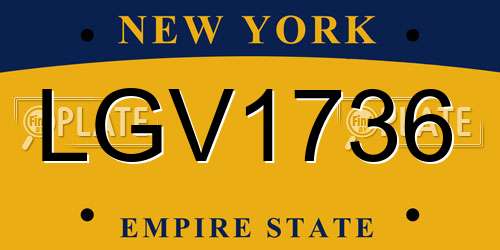 LGV1736 New York License Plate