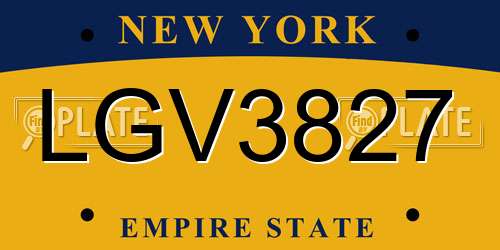 LGV3827 New York License Plate