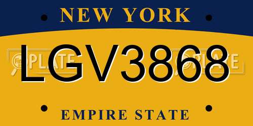 LGV3868 New York License Plate