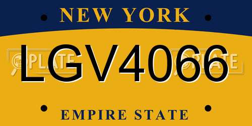 LGV4066 New York License Plate