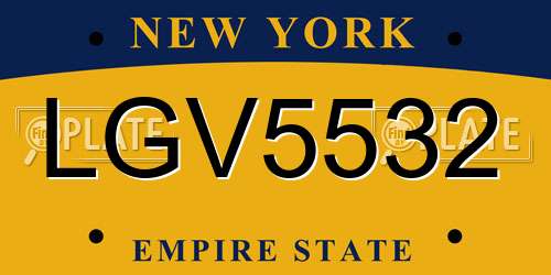 LGV5532 New York License Plate