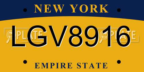LGV8916 New York License Plate