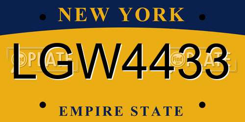 LGW4433 New York License Plate