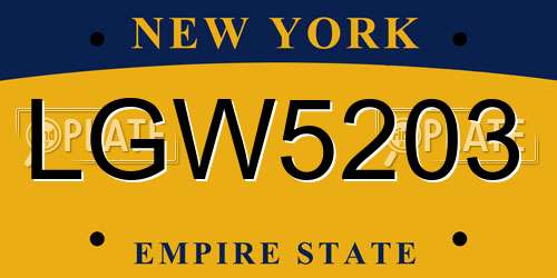 LGW5203 New York License Plate