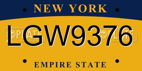 LGW9376 New York License Plate