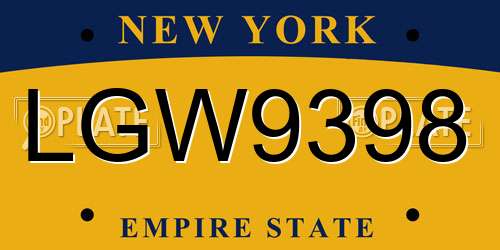 LGW9398 New York License Plate