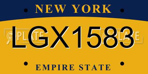 LGX1583 New York License Plate