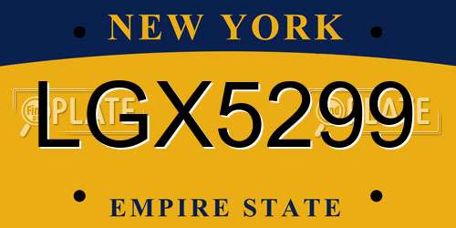 LGX5299 New York License Plate