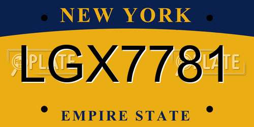 LGX7781 New York License Plate
