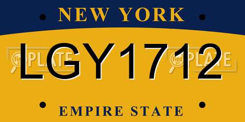 LGY1712 New York License Plate