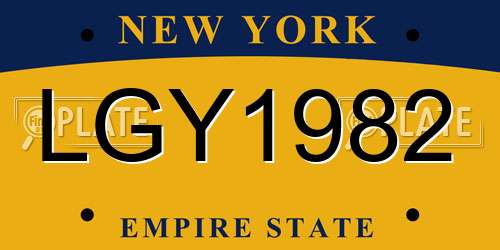 LGY1982 New York License Plate