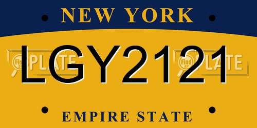 LGY2121 New York License Plate