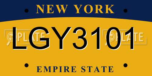 LGY3101 New York License Plate
