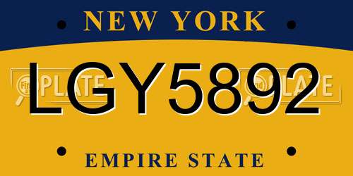 LGY5892 New York License Plate