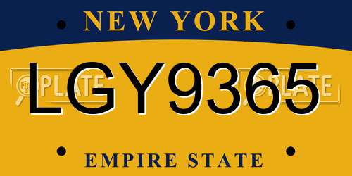 LGY9365 New York License Plate