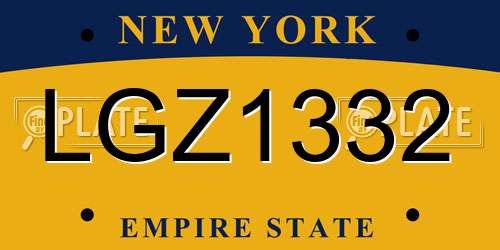 LGZ1332 New York License Plate