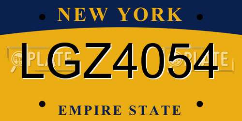 LGZ4054 New York License Plate
