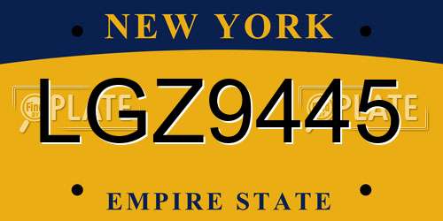 LGZ9445 New York License Plate