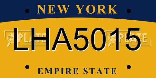 LHA5015 New York License Plate