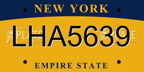 LHA5639 New York License Plate