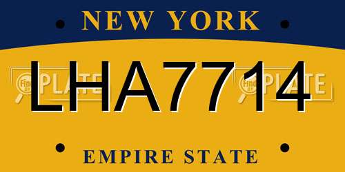 LHA7714 New York License Plate