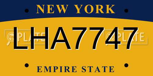 LHA7747 New York License Plate