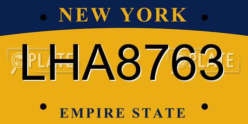 LHA8763 New York License Plate