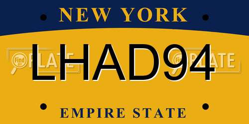 LHAD94 New York License Plate
