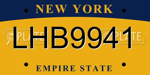 LHB9941 New York License Plate