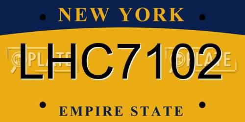 LHC7102 New York License Plate