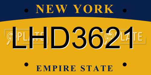 LHD3621 New York License Plate