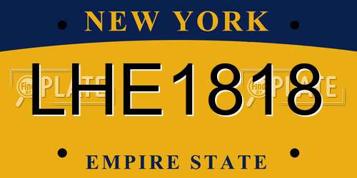 LHE1818 New York License Plate